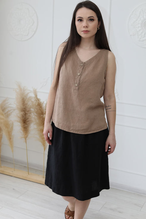 Image 11 of Button up linen shirt with no sleeves and perfect for summer Kira from Baltic Linen